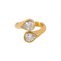Anillo abierto con zirconias de gota chunky