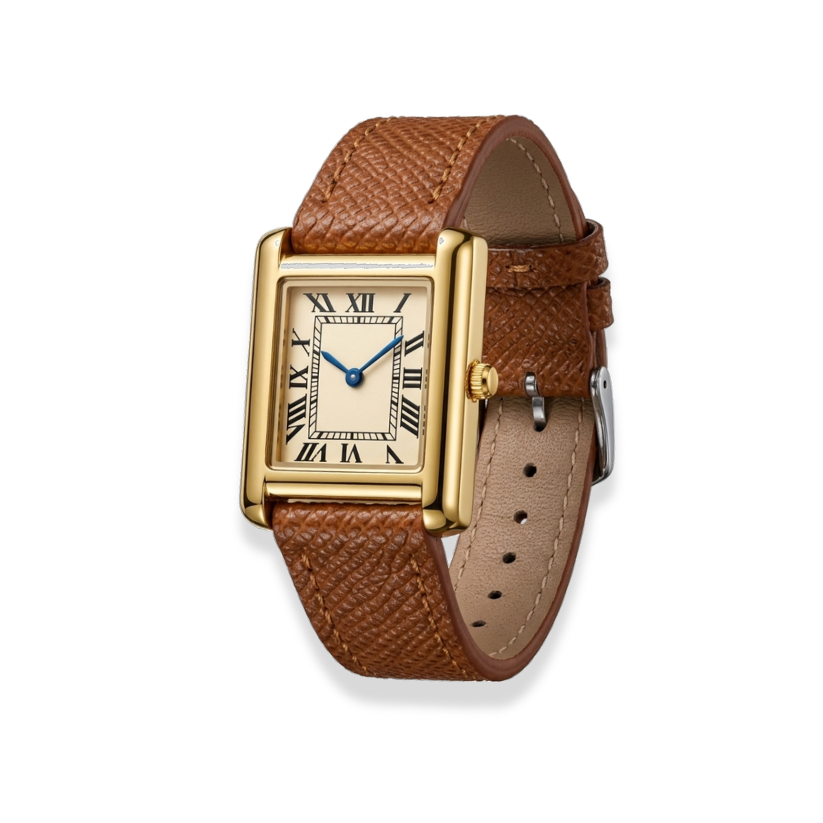 Reloj rectangular de correa café