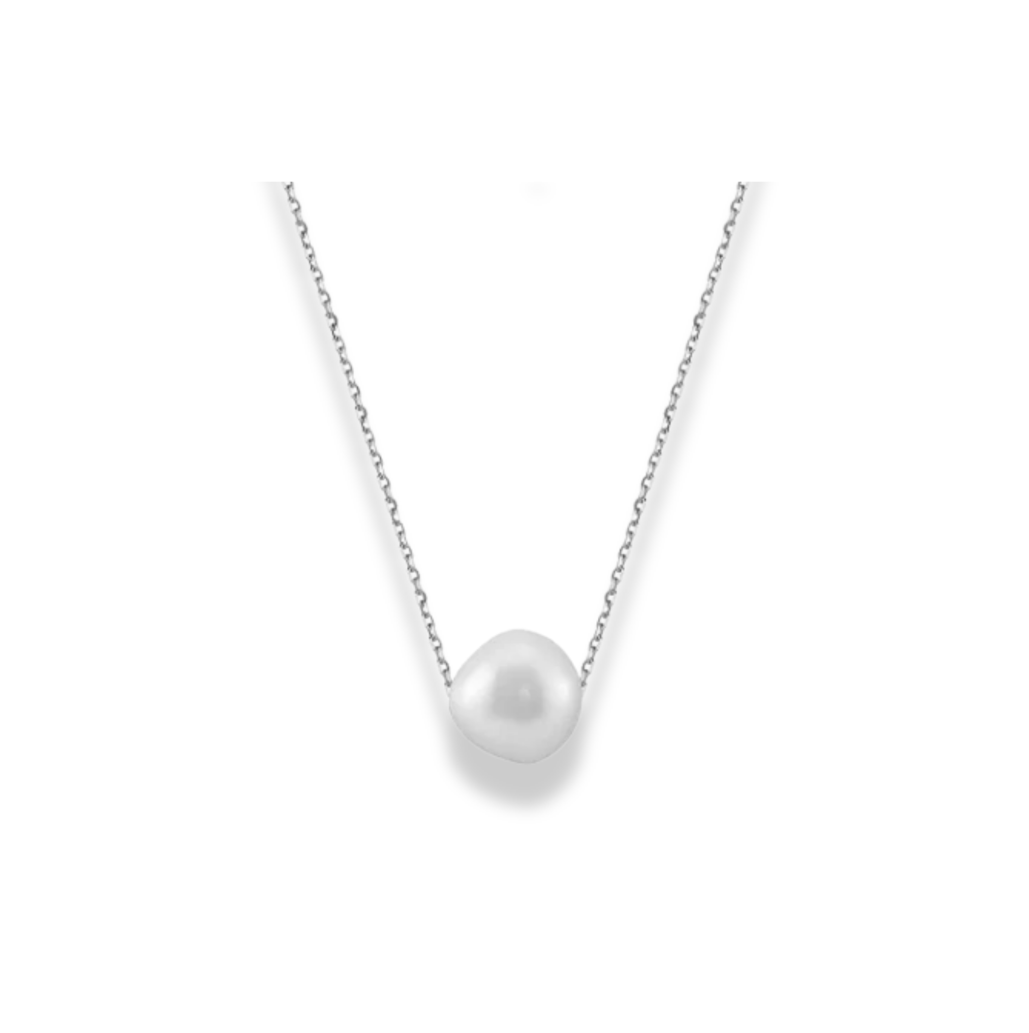Cadena con perla plateada
