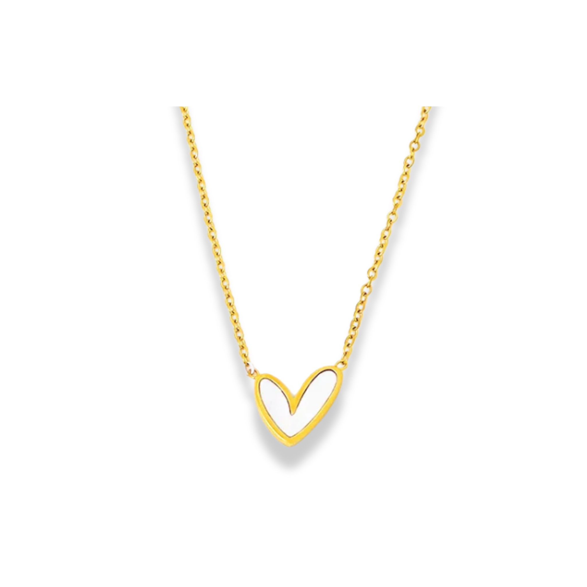 Cadena con dije de corazon blanco