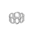 Anillo de circulo y cuadrados plateados