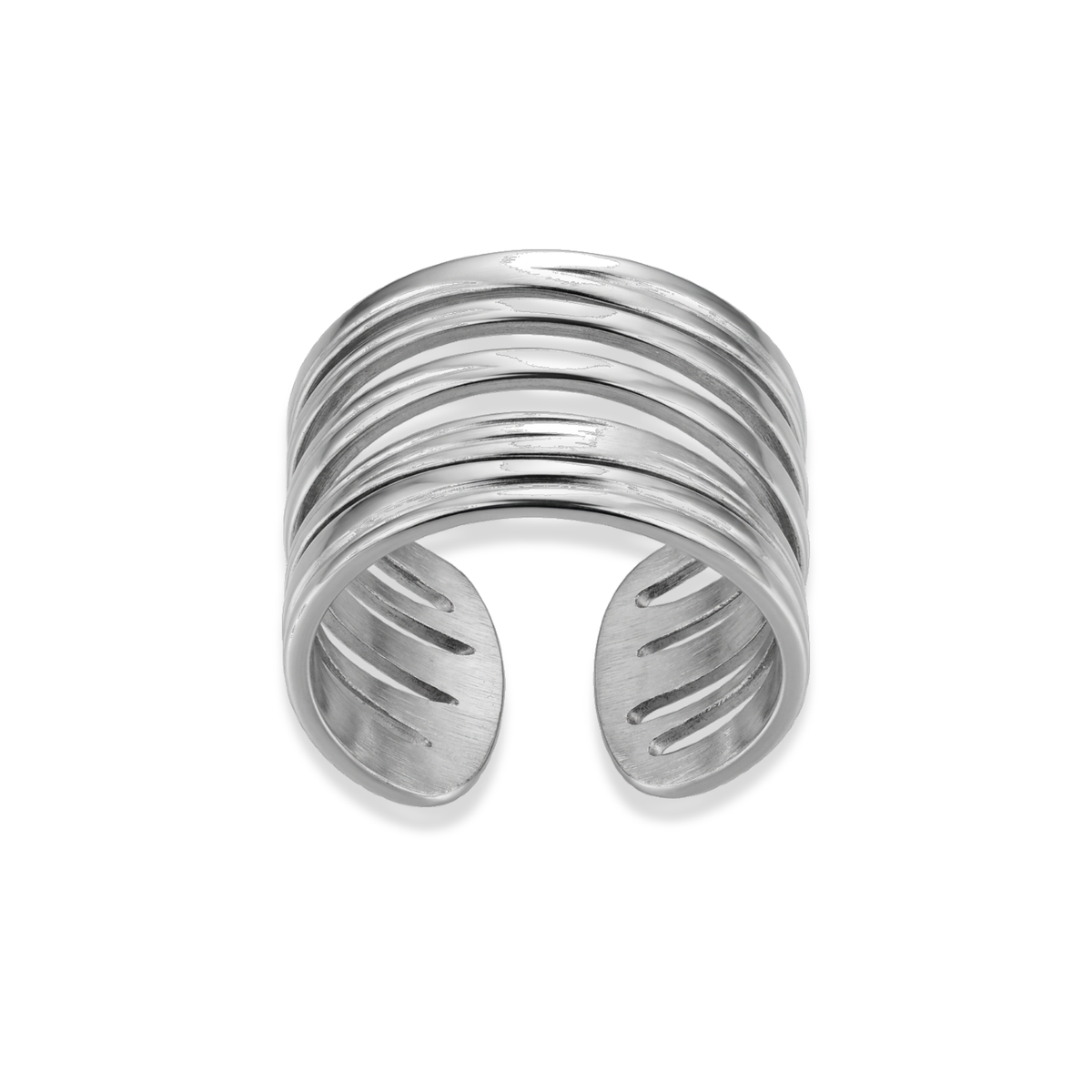 Anillo de líneas delgadas plateado
