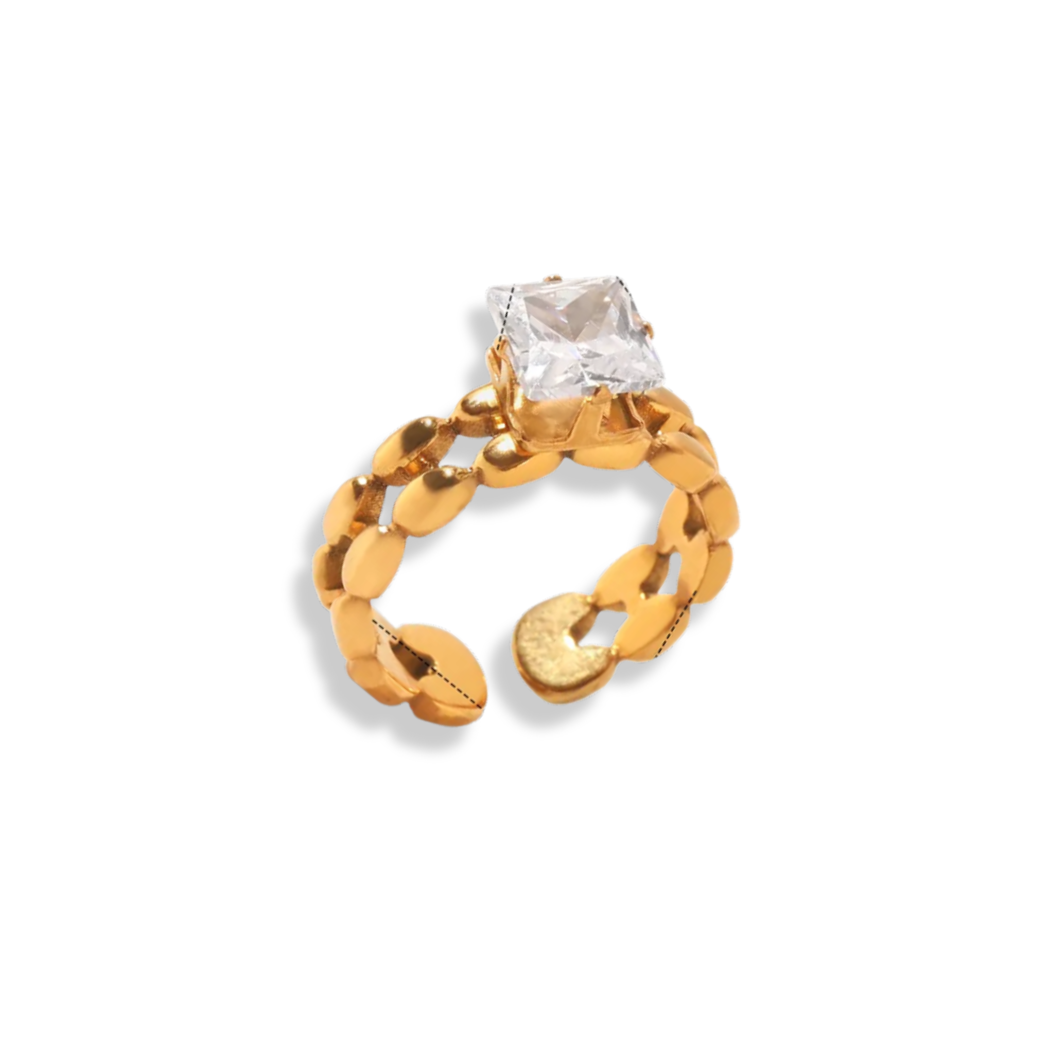 Anillo doble línea zirconia cuadrada