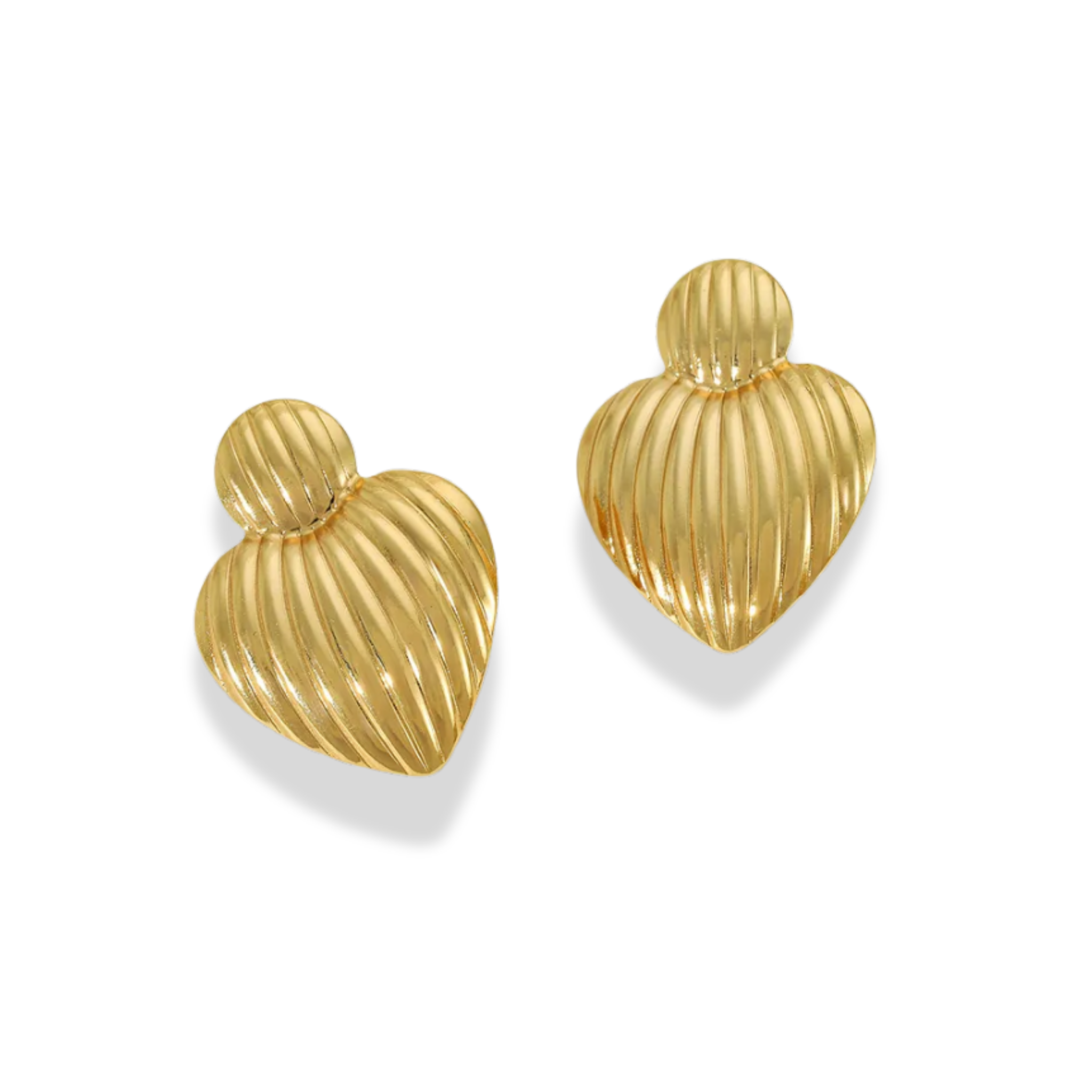 Aretes de corazon colgante con lineas