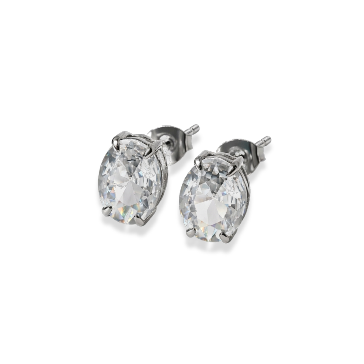 Aretes de zirconia ovalada