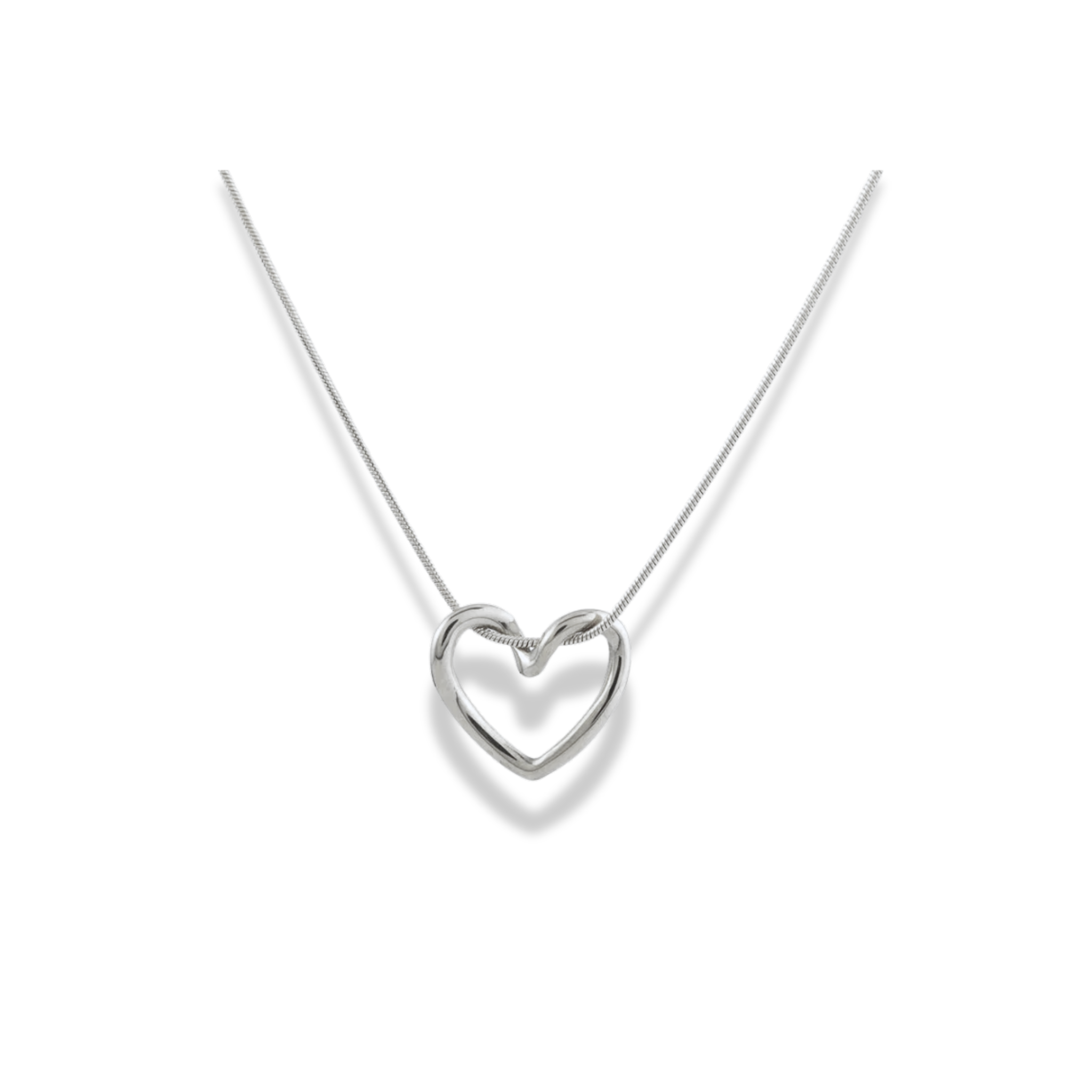 Cadena corazón hueco plateada