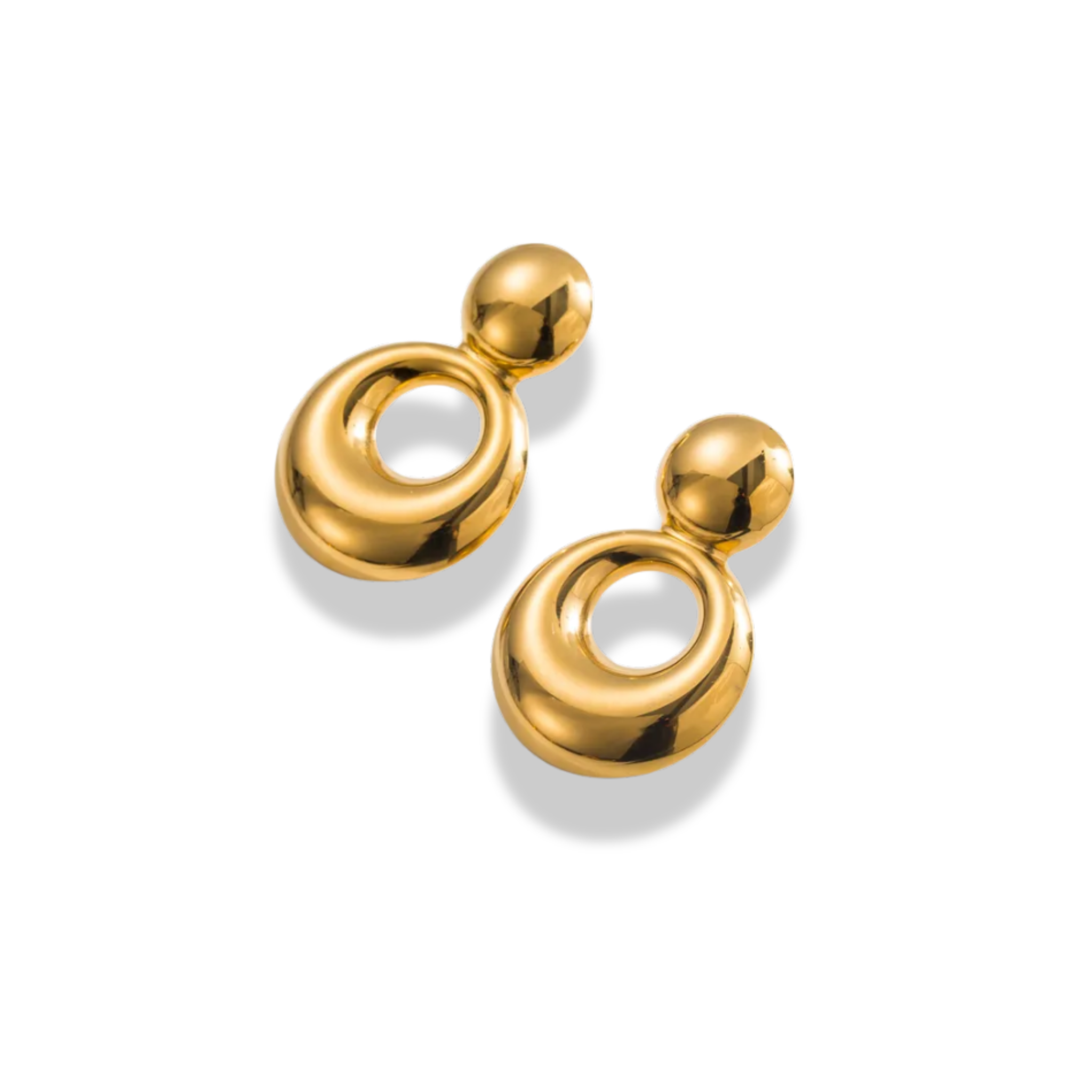 Aretes bolita círculo hueco colgante