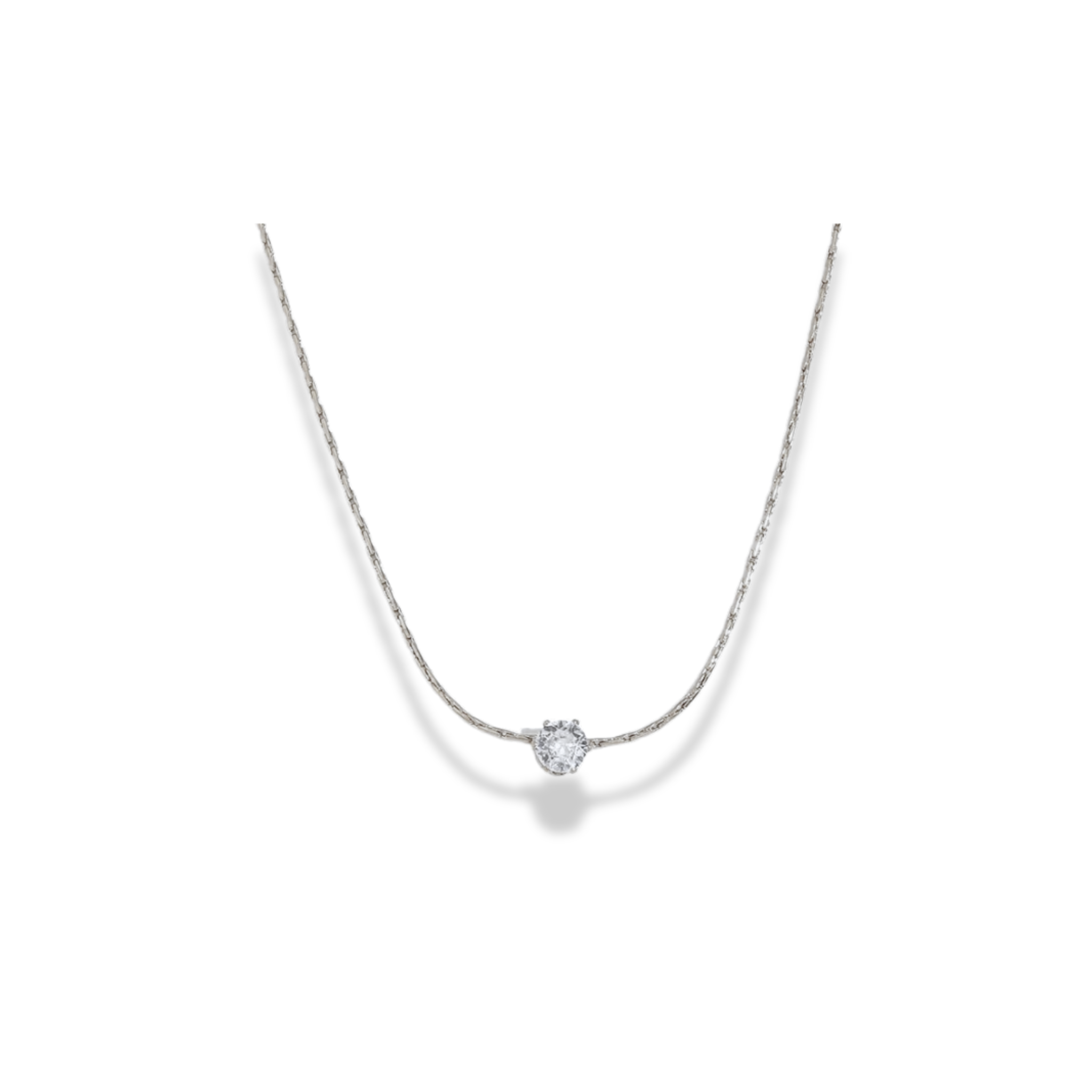 Cadena delgada con dije de zirconia plateada