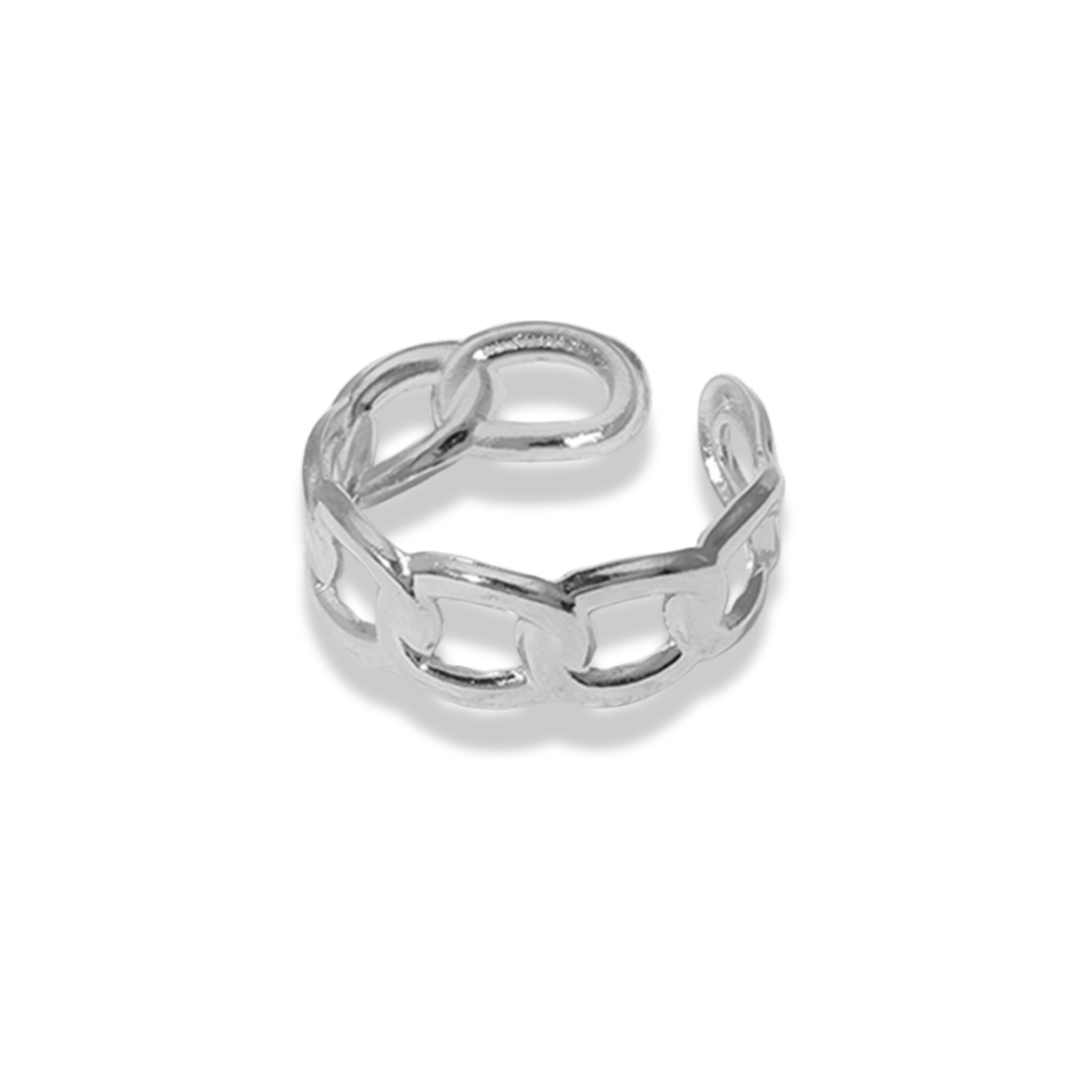 Anillo de eslabones plateado