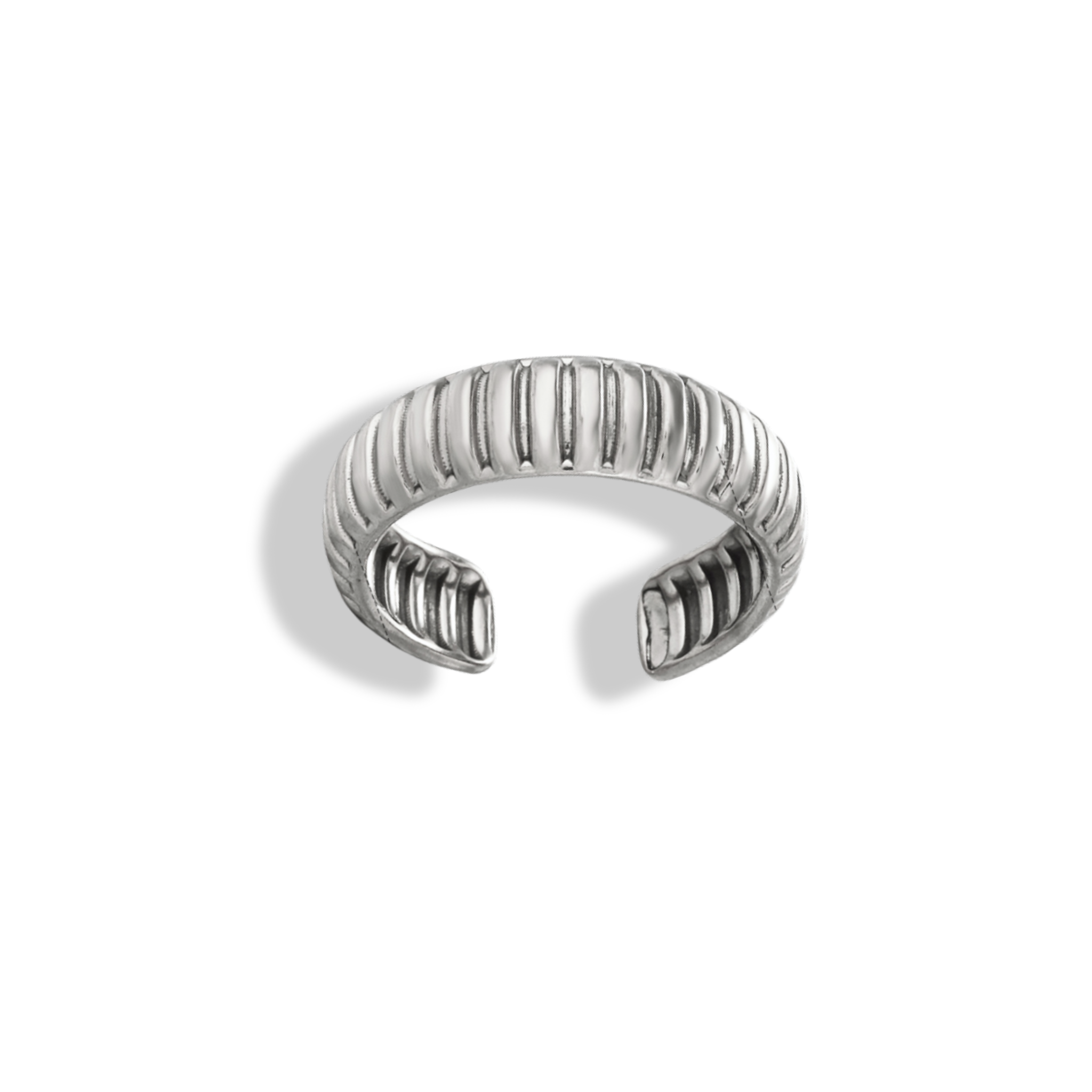 Anillo chunky lineas plateado