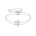 Pulsera basica dije de cruz plateada