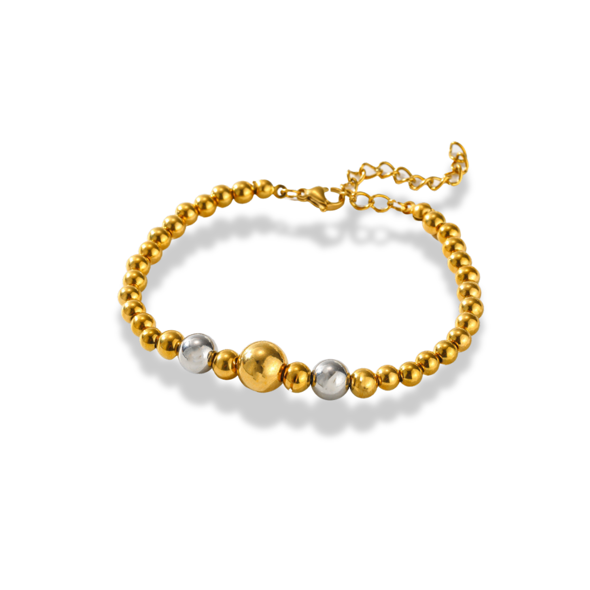 Pulsera bicolor bolitas pequeñas y medianas