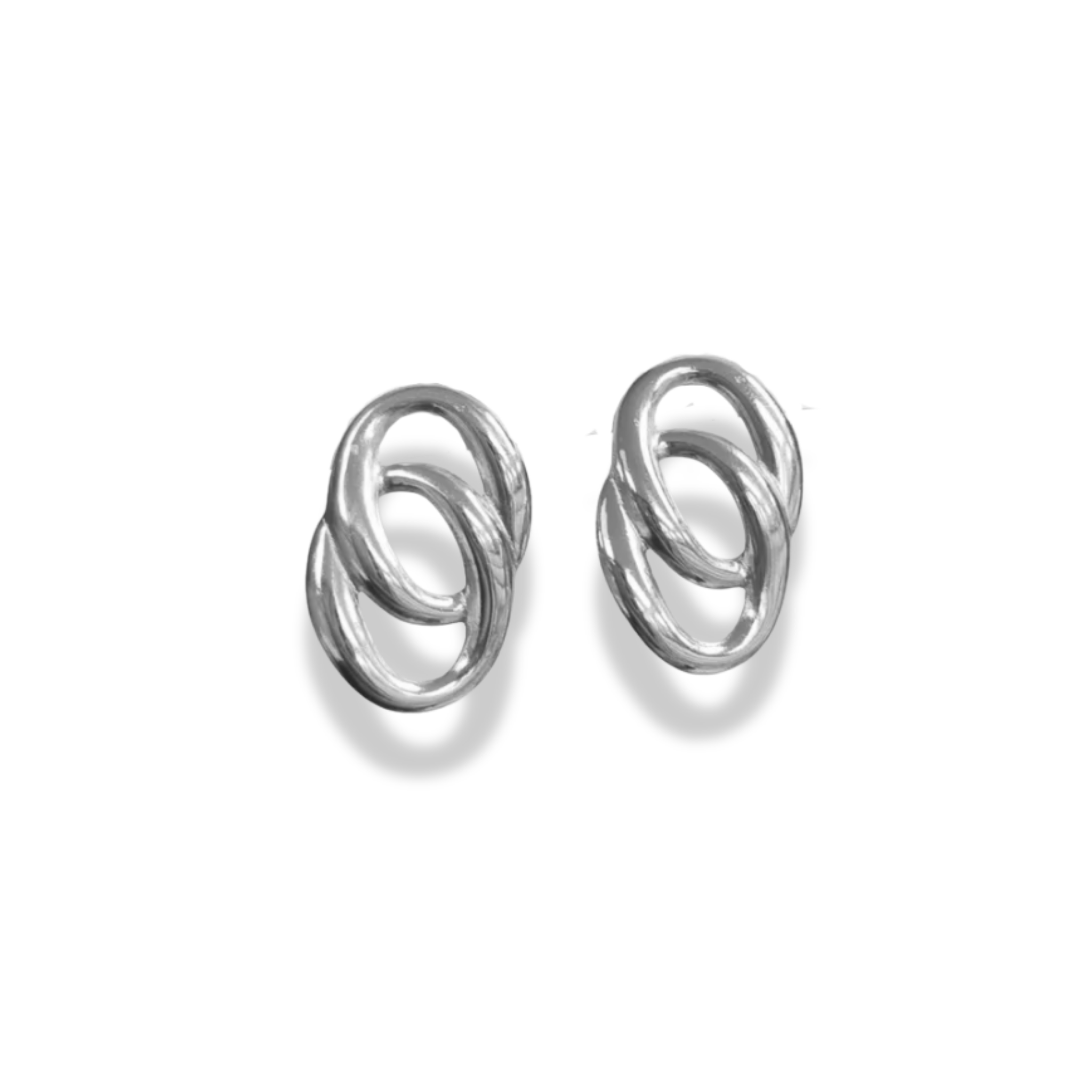 Aretes doble circulo plateado