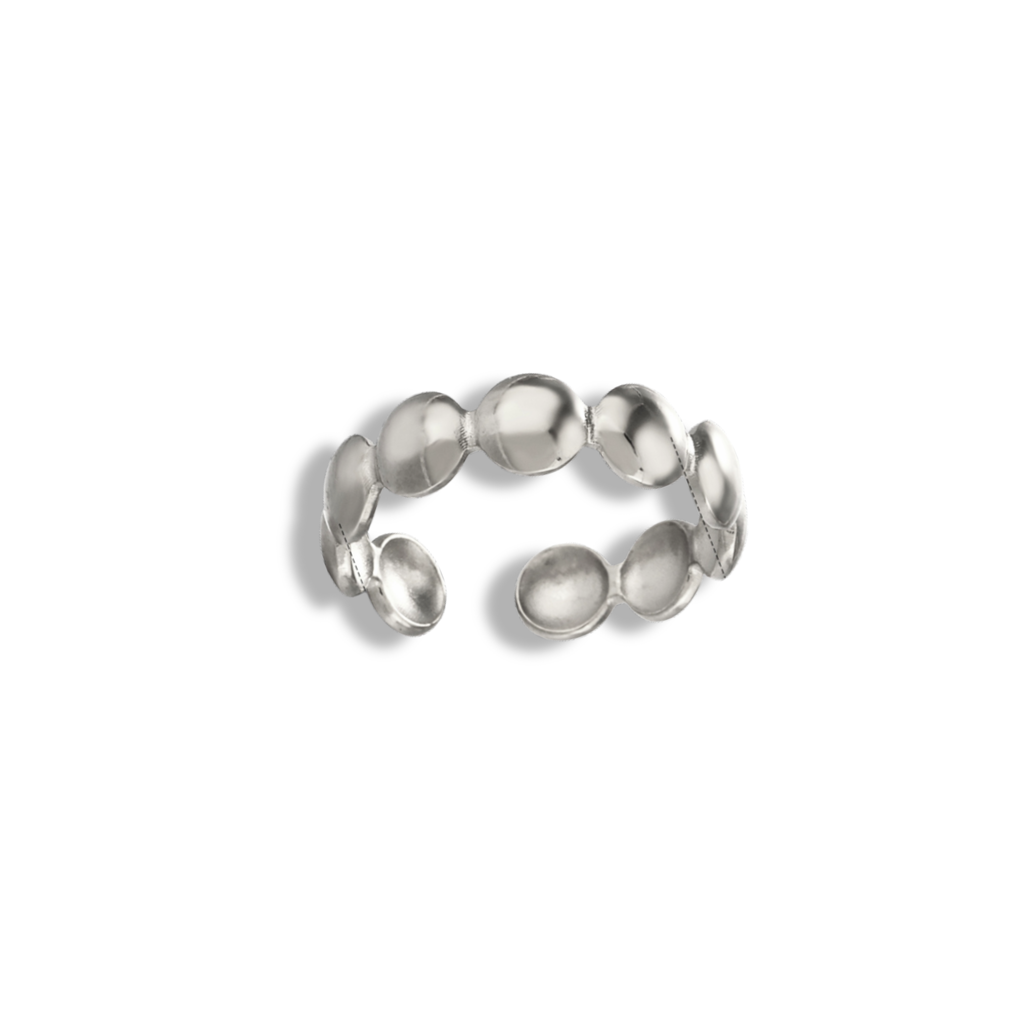 Anillo de círculos plateado