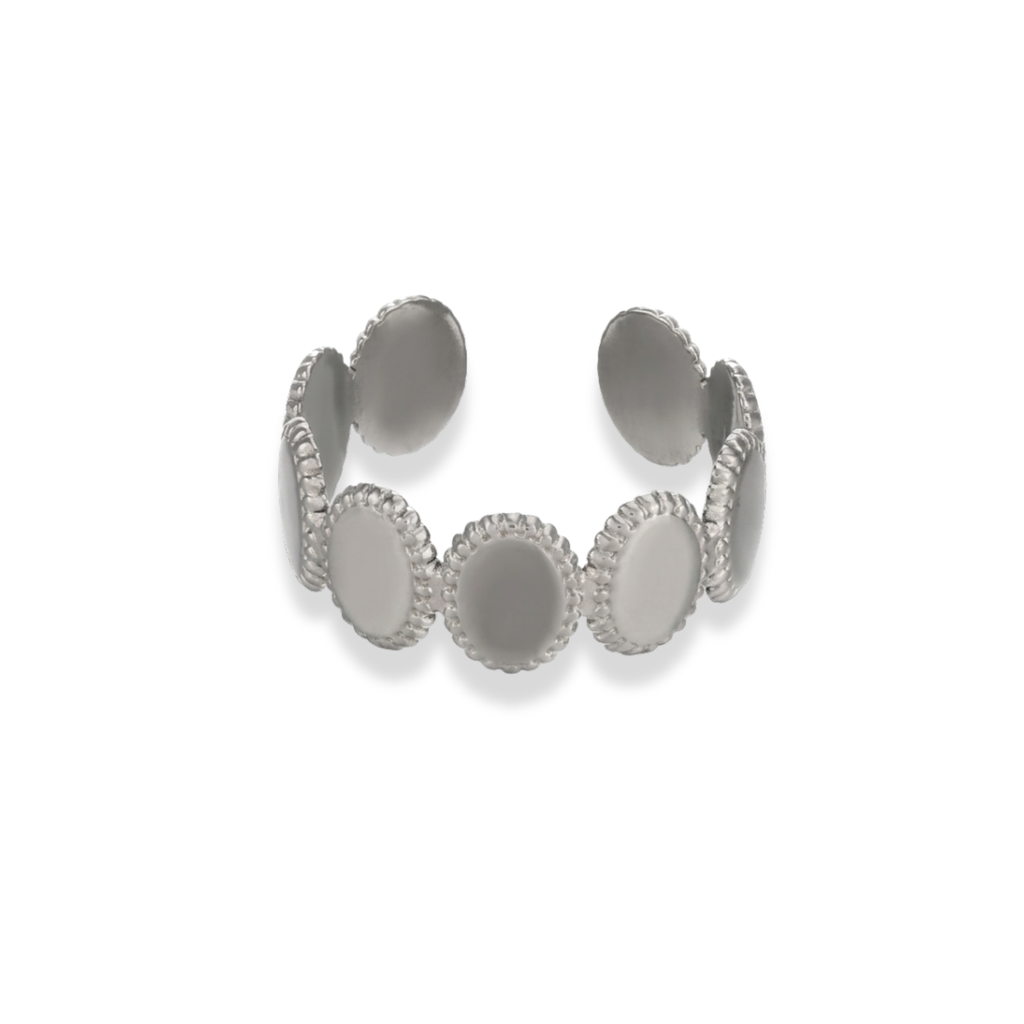 Anillo de óvalos plateado