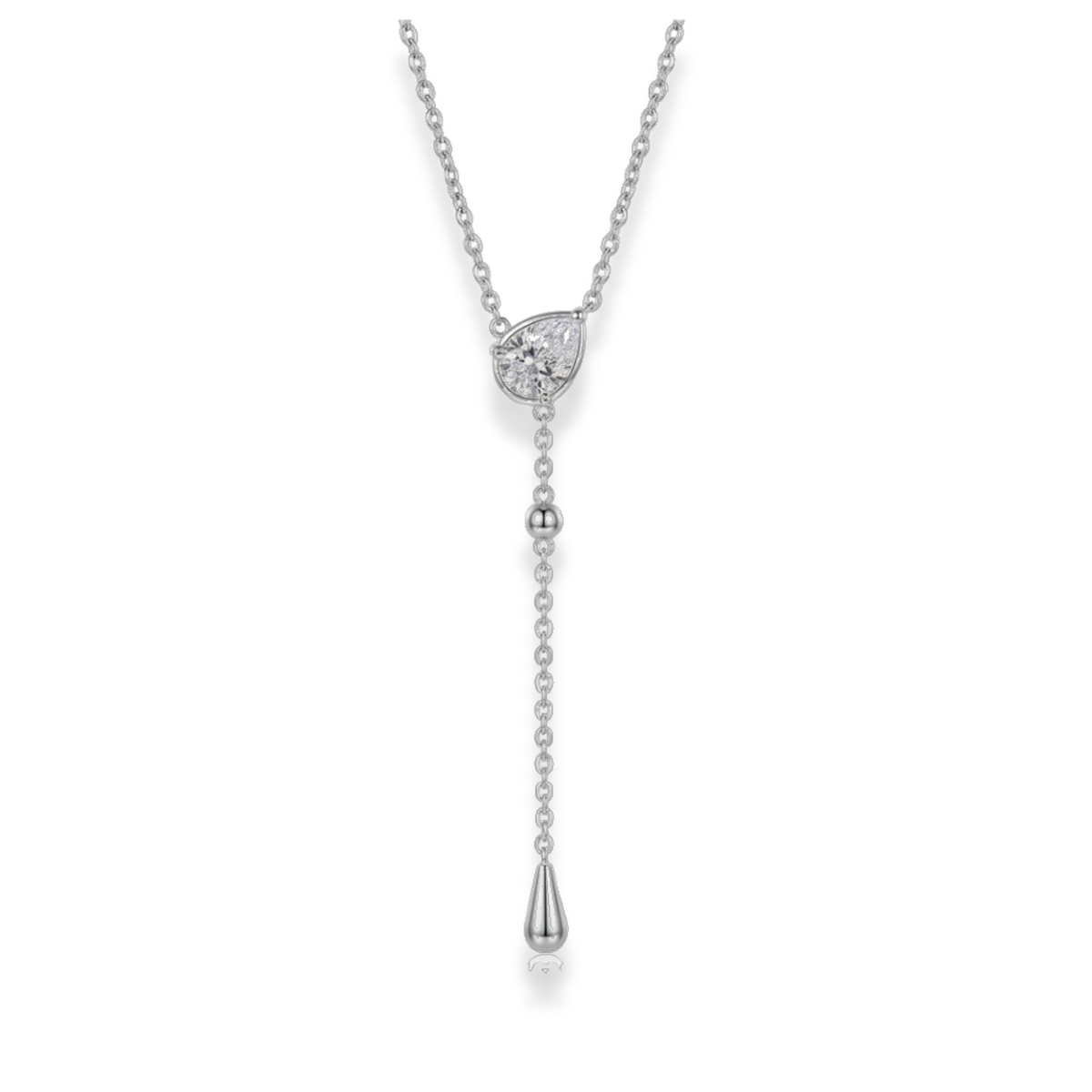 Cadena tipo corbata con dije de zirconia