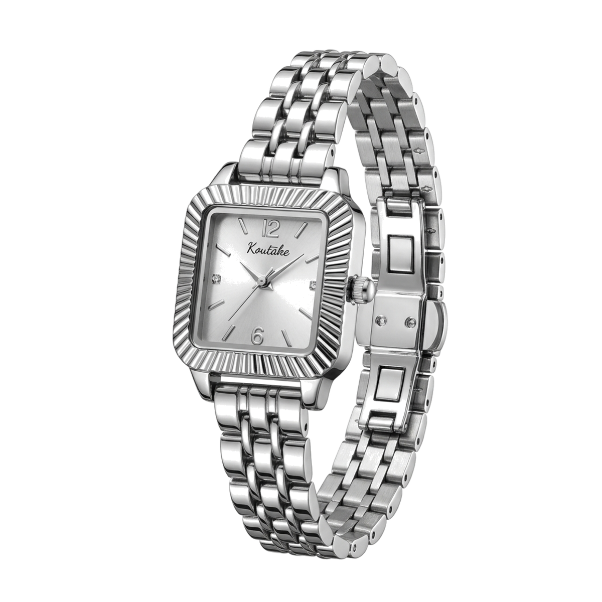 Reloj con líneas plateado