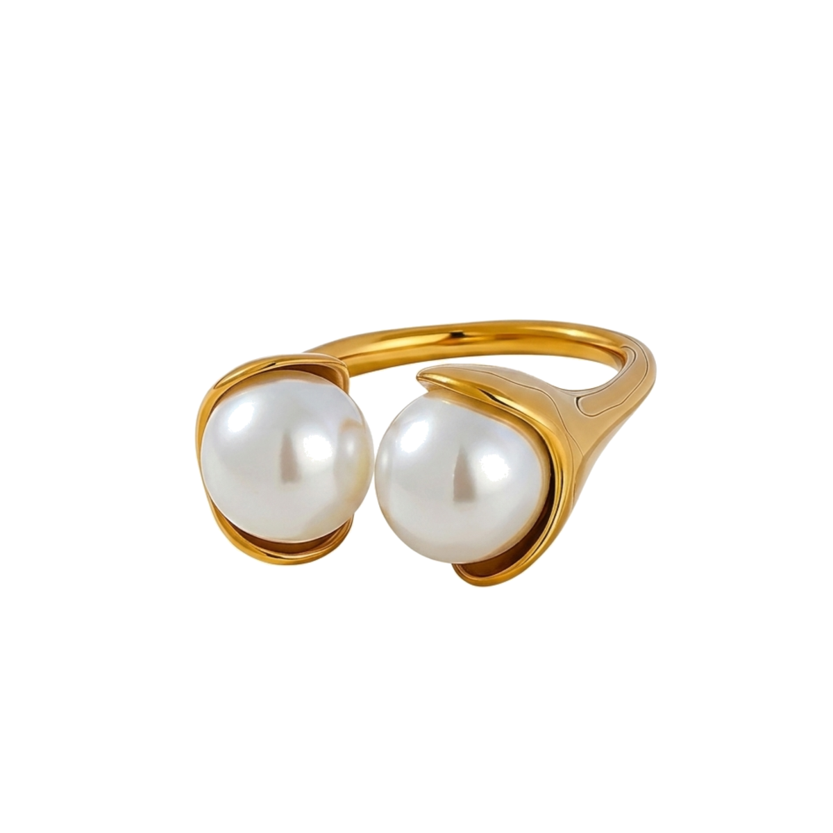 Anillo abierto con perlas Chunky