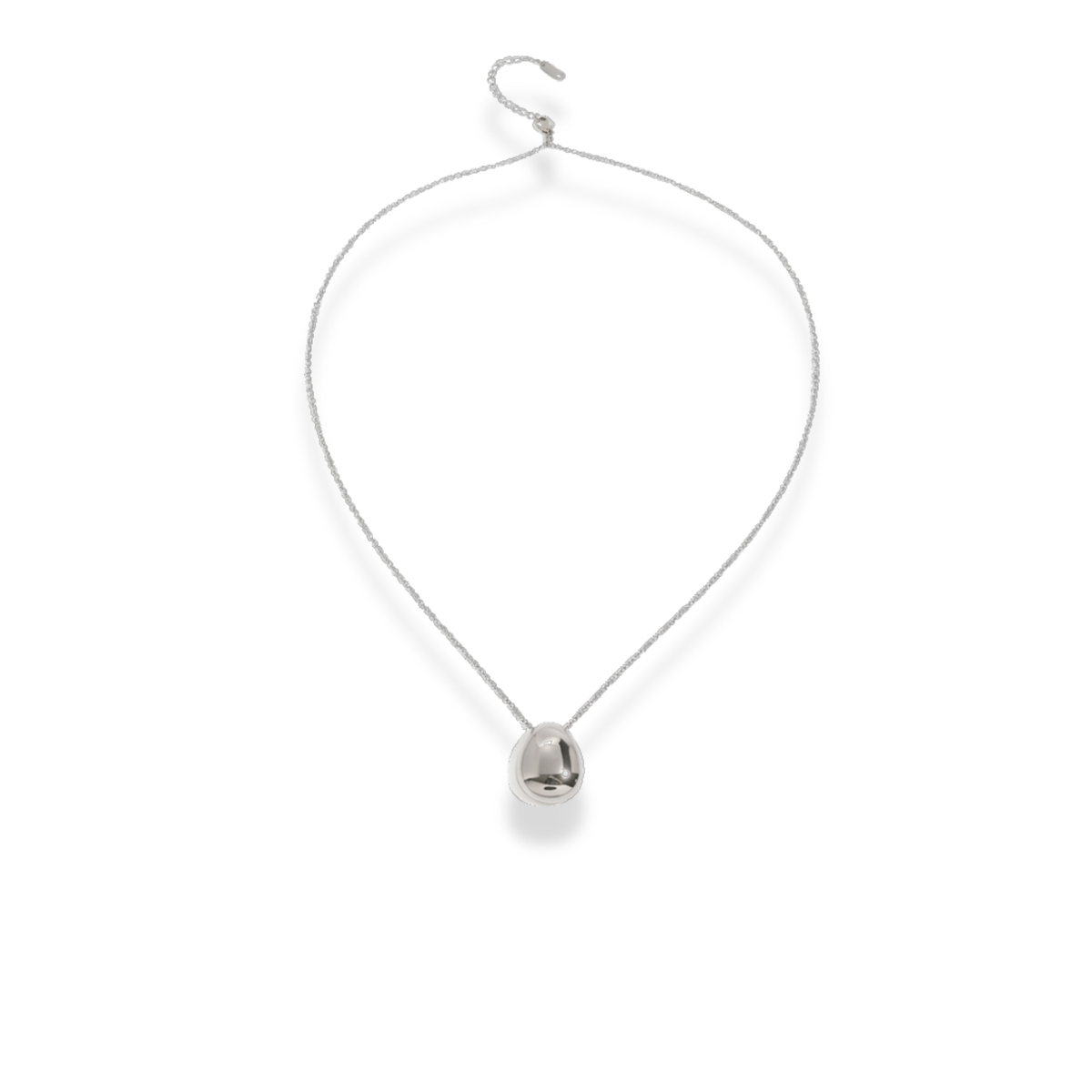 Cadena con dije colgante liso plateado