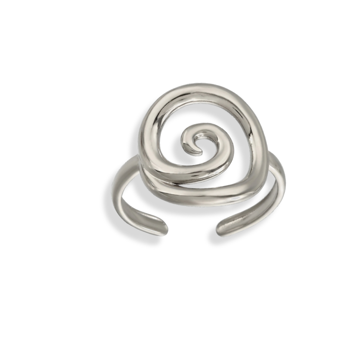 Anillo con forma de remolino hueco plateado