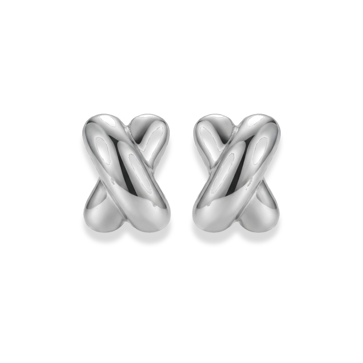 Aretes de X plateado