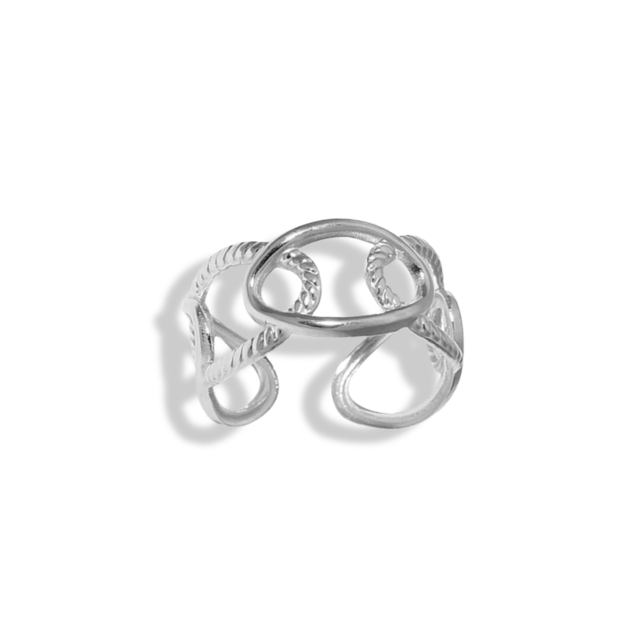 Anillo eslabones ovalados plateados