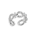 Anillo de óvalos entrelazados plateado