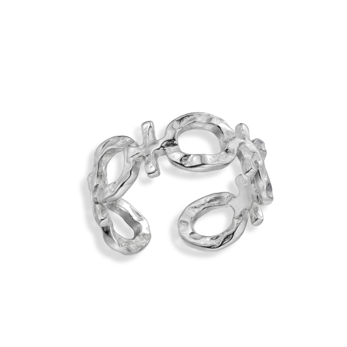 Anillo de óvalos entrelazados plateado