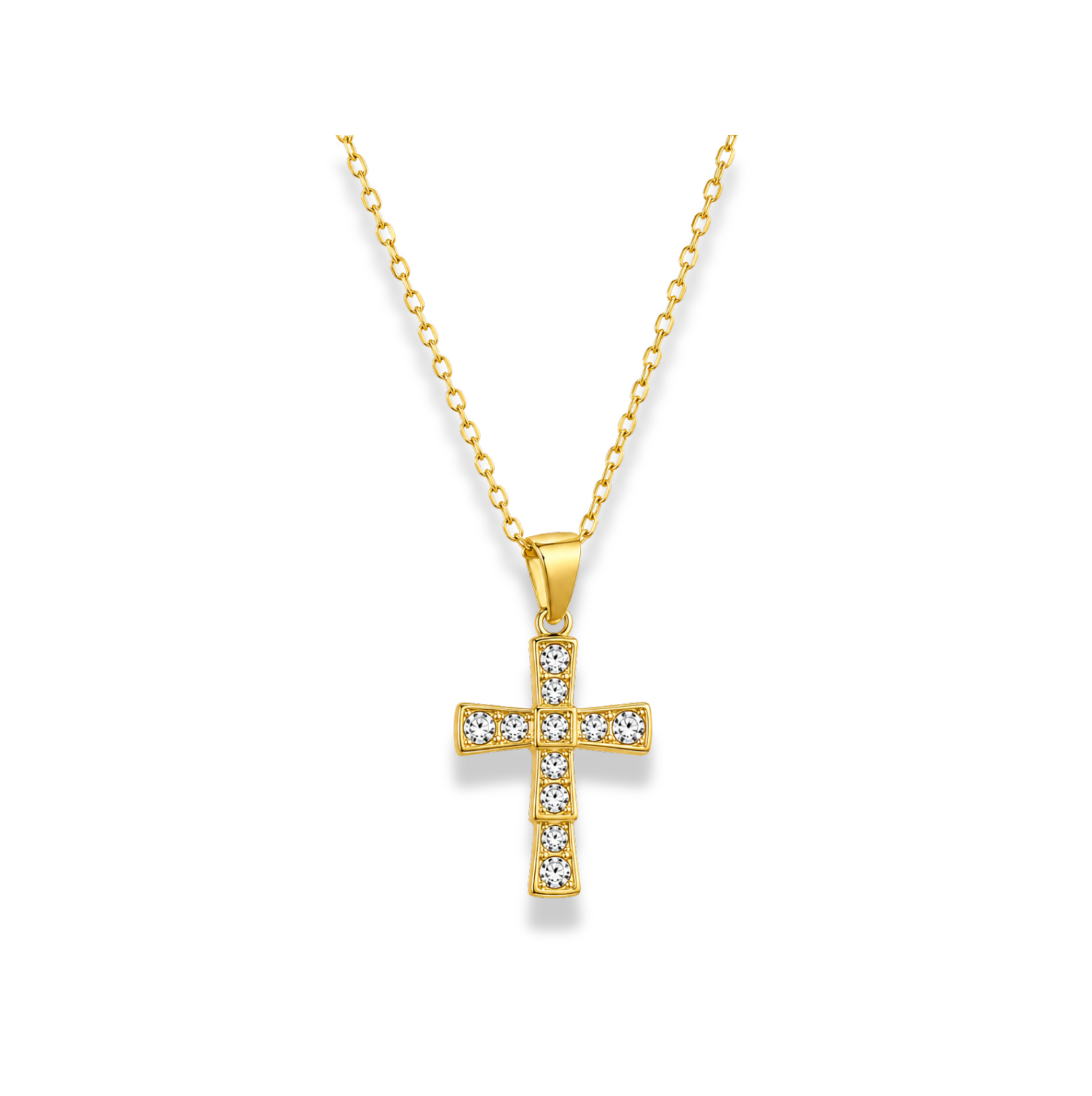 Cadena cruz con zirconias