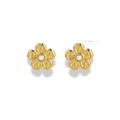 Aretes mini flores con perla