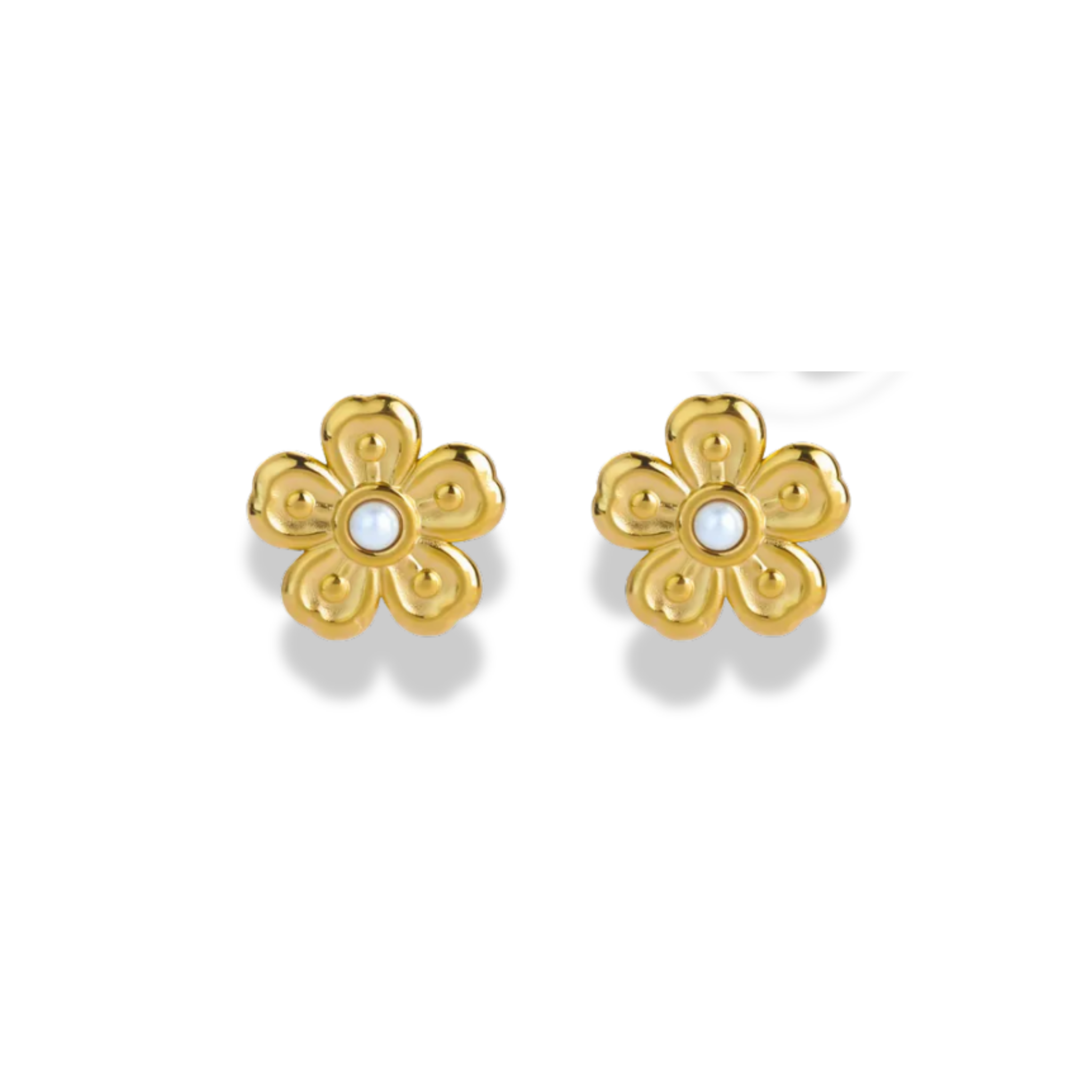 Aretes mini flores con perla