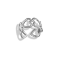 Anillo de corazones huecos plateado