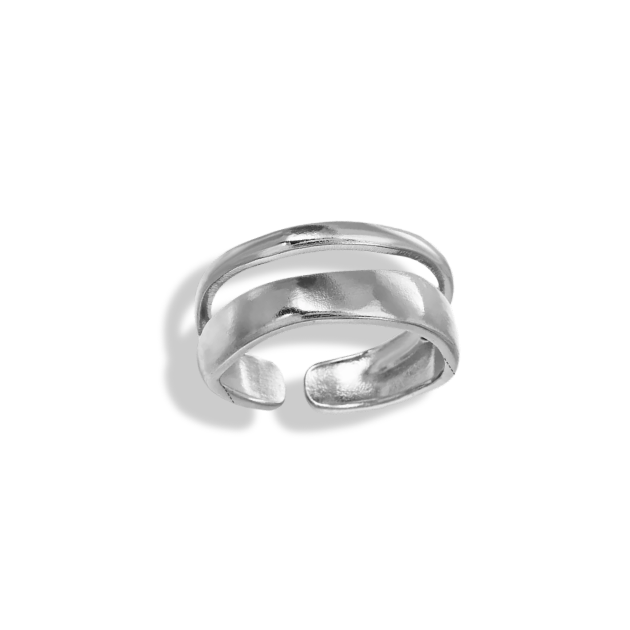 Anillo doble separado plateado