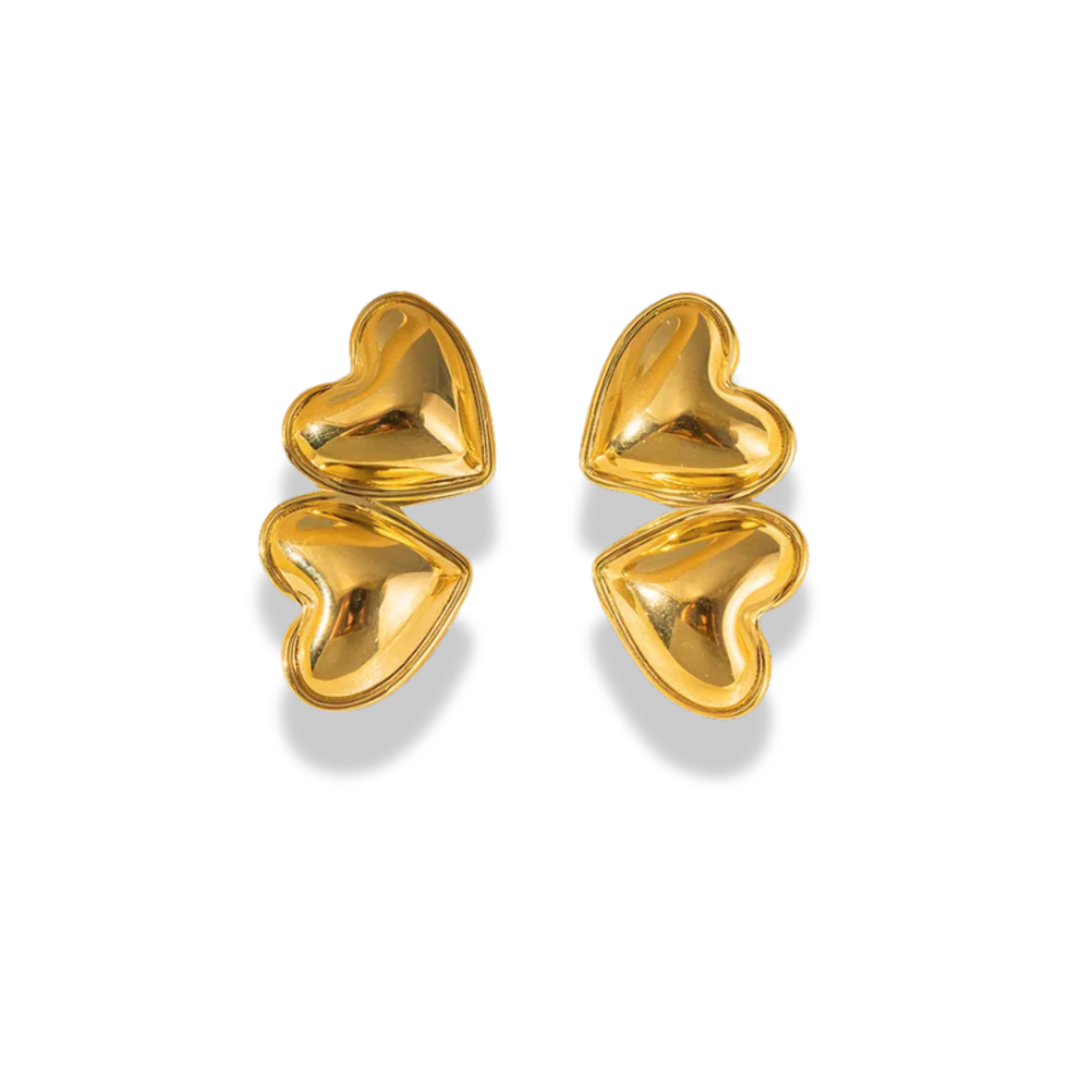 Aretes de doble corazon