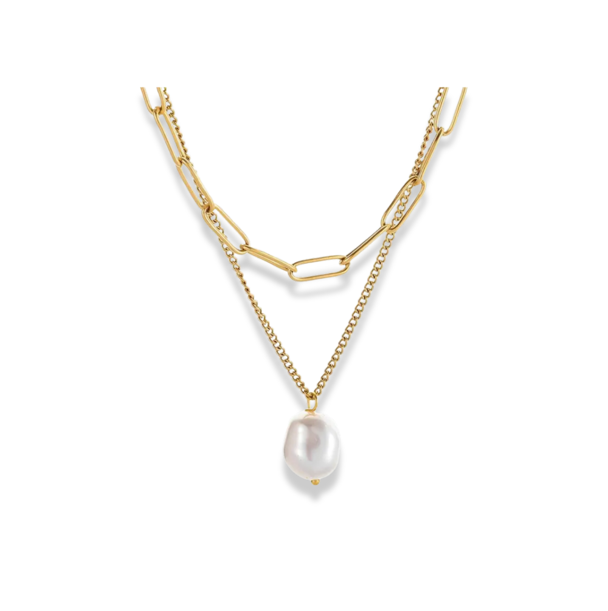Set de cadena eslabones y cadena con perla