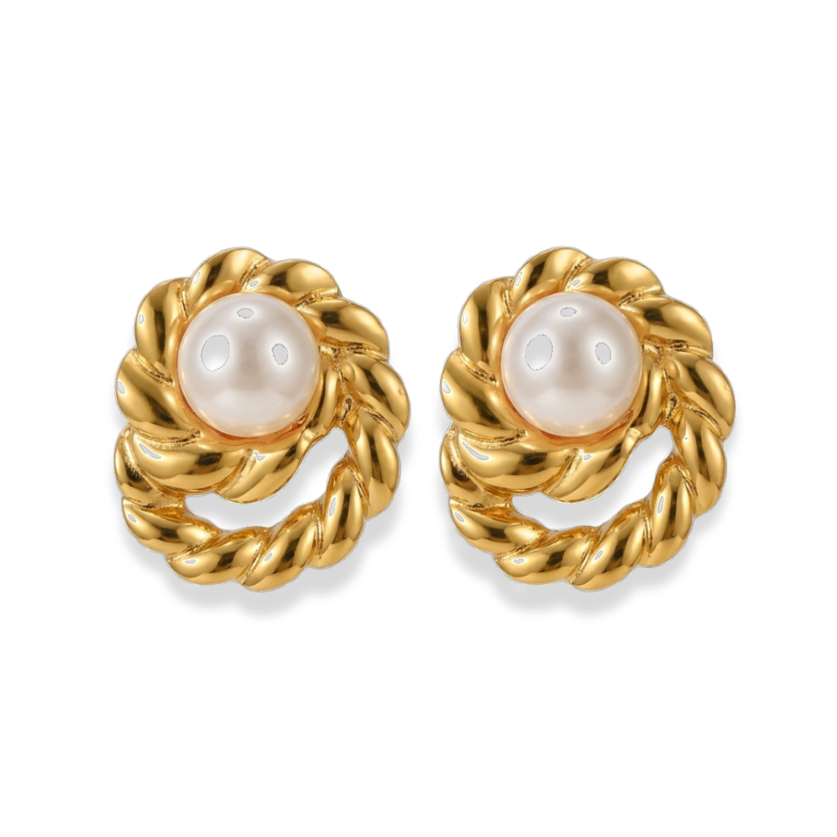 Aretes trenzados con perla