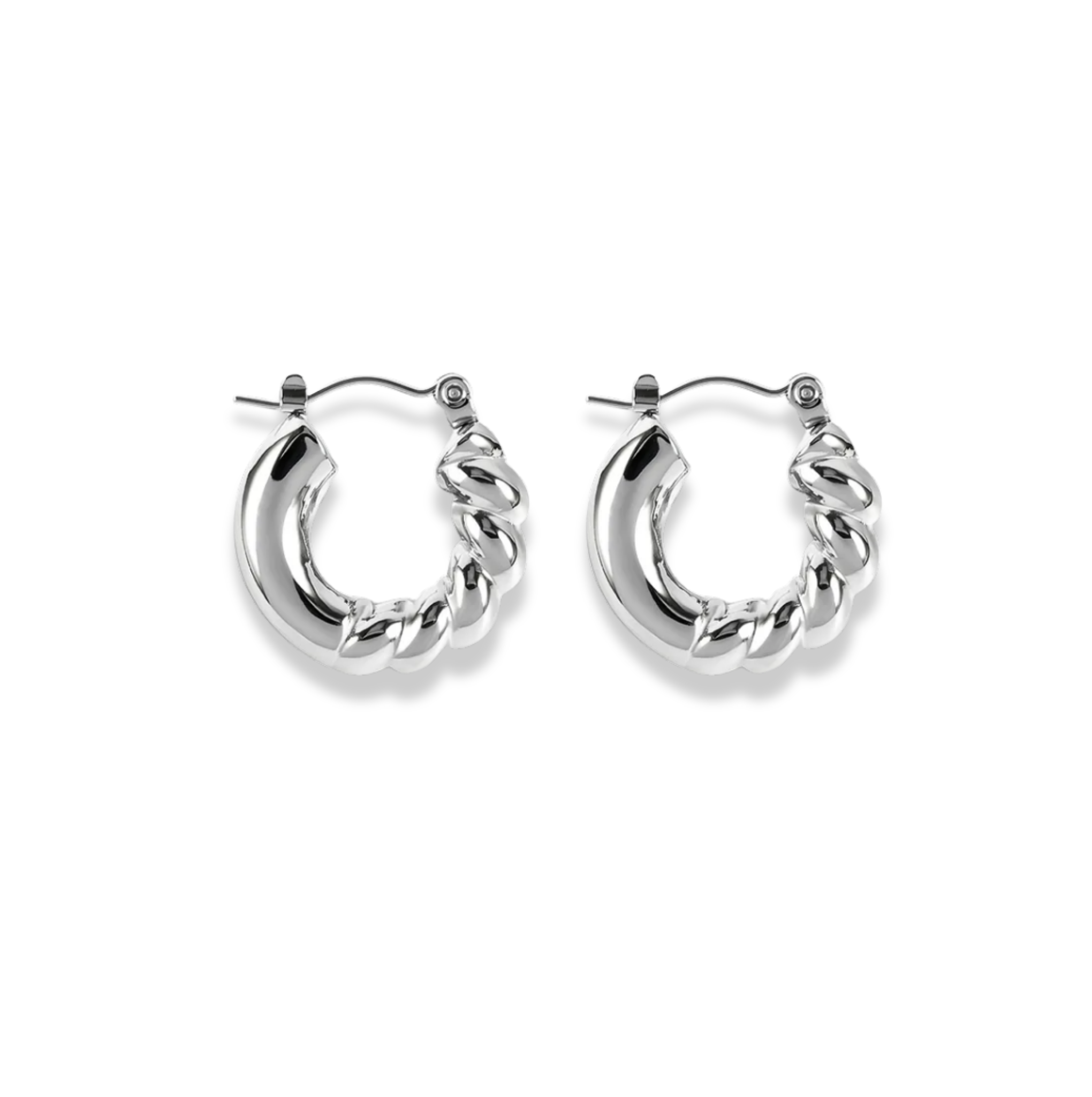 Hoops chunky lisas y trenzas plateadas