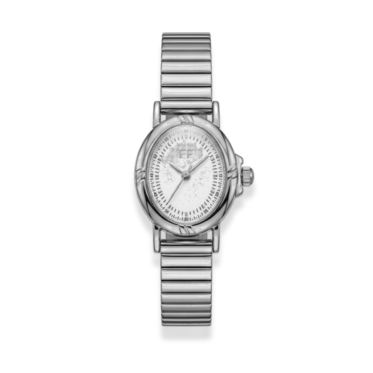 Reloj ovalado plateado elegante