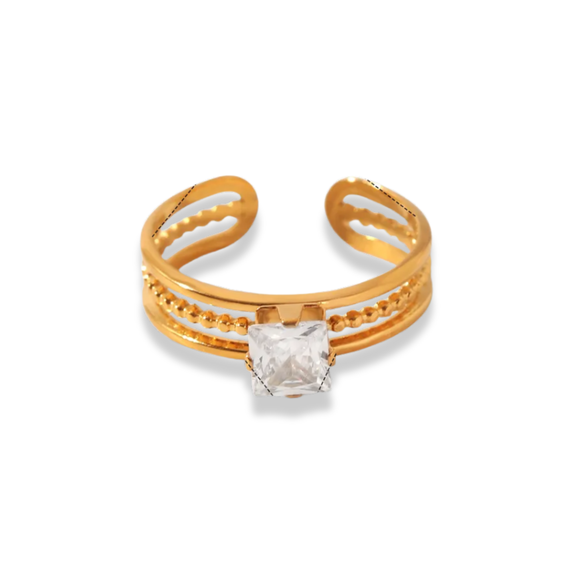 Anillo triple línea zirconia en medio