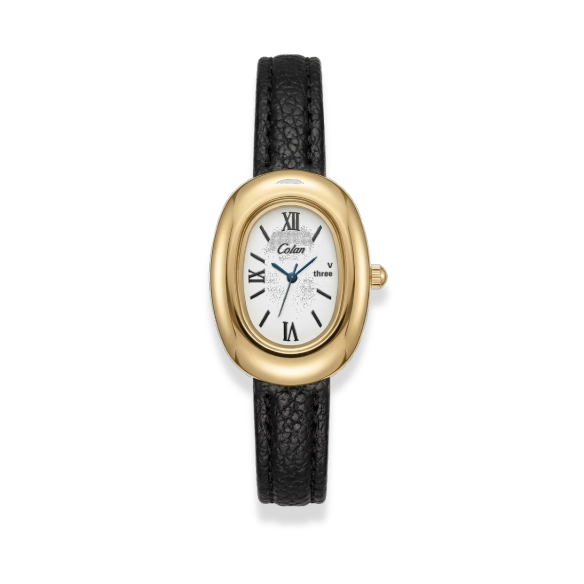 Reloj ovalado de correa negra