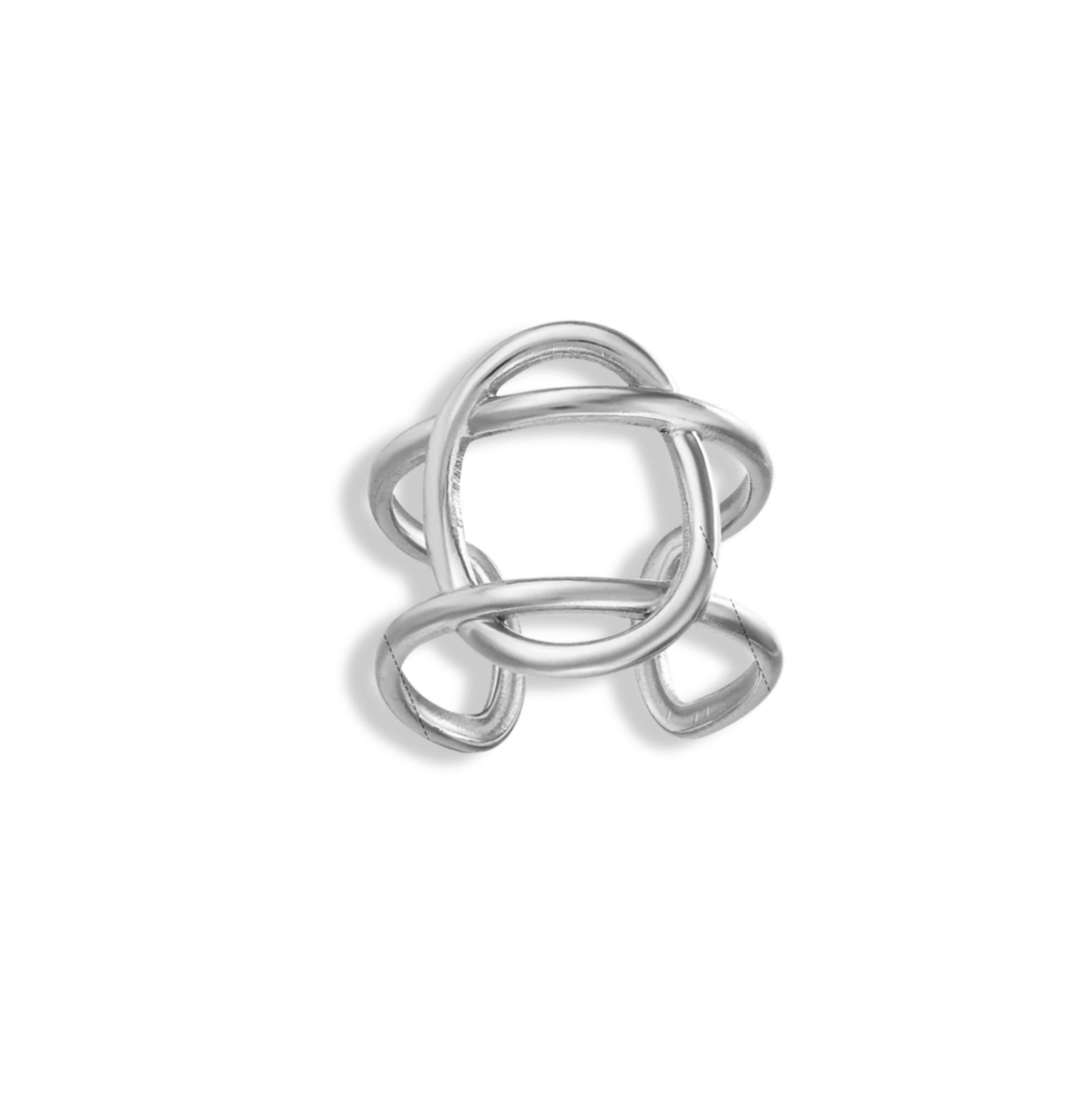 Anillo círculos y líneas cruzadas plateadas